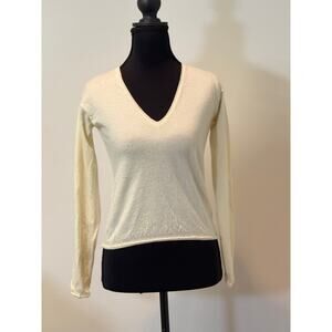 Not Shy Cashmere V-Neck Sweater in Pale Yellow